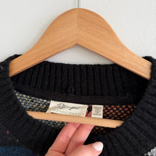 Load image into Gallery viewer, RD Style Plaid Pattern Crew Neck Knit Button Front Cardigan Black Blue M