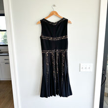 Load image into Gallery viewer, Tadashi Shoji Bateau Pintuck Jersey Lace Sleeveless Dress Black M
