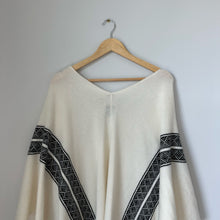 Load image into Gallery viewer, Kujten Cape Liv 2-Threads Cashmere Fringed Open Front Cape Sweater Beige OS NWT