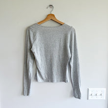 Load image into Gallery viewer, Abercrombie & Fitch Women's Long-Sleeve Rib Icon Button-Through Top Grey S