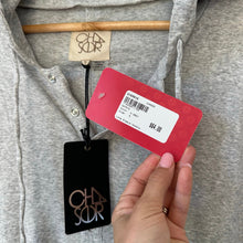 Load image into Gallery viewer, Chaser x Evereve Long Sleeve Snap Front Hoodie Sweatshirt Heathered Grey S NWT