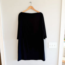 Load image into Gallery viewer, Eileen Fisher Bateau Neck Stretch Crepe Long Sleeve Dress Black M
