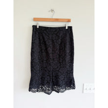Load image into Gallery viewer, Express Floral Lace High Waist Peplum Scalloped Hem Mermaid Skirt Black 8 NWT