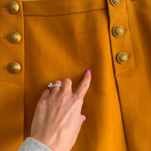 Load image into Gallery viewer, J. Crew Wool High Rise Sailor Gold-Button Accent A-Line Mini Skirt Yellow 8