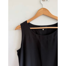 Load image into Gallery viewer, Eskandar Silk Round Neck Sleeveless Pullover Tank Top Black 1