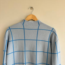 Load image into Gallery viewer, LOFT Windowpane Mockneck Pullover Sweater Blue S