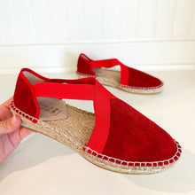Load image into Gallery viewer, La Maison de L' Espadrille Suede Slip On Espadrille Sandal Red 36