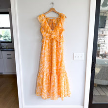 Load image into Gallery viewer, Abercrombie & Fitch Floral Ruffles Sleeveless V-Neck Maxi Dress Yellow M NWT