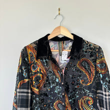 Load image into Gallery viewer, ARATTA Velvet Semi-Sheer Floral Paisley Print Dolman Sleeve Shirt NWT