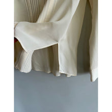 Load image into Gallery viewer, Vince Silk Pintuck Long Sleeve Button Front Blouse Cream 2