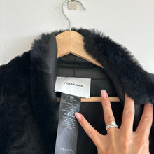 Load image into Gallery viewer, Yves Salomon Draped Lacon Lamb Leather Open Jacket Black 34 NWT