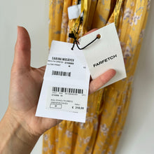 Load image into Gallery viewer, Sabina Musayev Donolita Sleeveless Floral Pleated Halter Maxi Dress Yellow M NWT