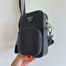 Load image into Gallery viewer, PRADA Saffiano Leather Zip-Around Smartphone Case Crossboday Bag Black