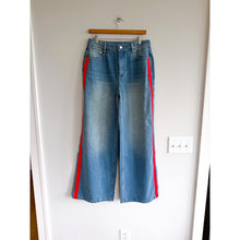 Load image into Gallery viewer, Commense Contrast Side Striped High Rise Denim Wide Leg Jeans Blue L NWT