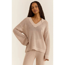 Load image into Gallery viewer, Z Supply Kiami Crochet Knit V-Neck Pullover Sweater Natural M