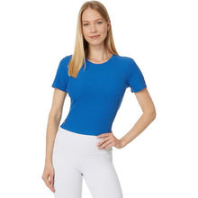 Load image into Gallery viewer, Lilly Pulitzer Minnie Knit Short Sleeve Crew Neck Cropped Top Barton Blue S NWT