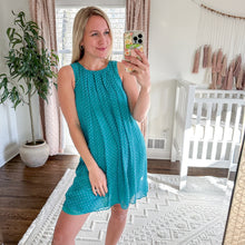 Load image into Gallery viewer, Anthropologie Sachin + Babi Flocked Speckle Silk Blend Mini Dress Teal