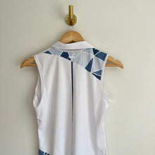 Load image into Gallery viewer, Slazenger Colorblock Print Sleeveless Golf Polo Shirt White/Blue XS
