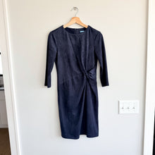 Load image into Gallery viewer, J. McLaughlin Sia Faux Suede Twist Front 3/4 Sleeve Sheath Mini Dress Blue XS