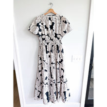 Load image into Gallery viewer, Anthropologie Somerset Tiered Floral Pattern Maxi Dress Black White M