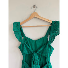 Load image into Gallery viewer, The Drop Tulsi Floral Eyelet Sleeveless Tie Back Dress Ultra Marine Green S NWT