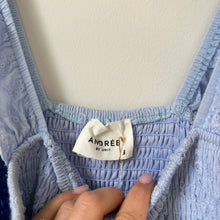 Load image into Gallery viewer, ANDRÉE by UNIT Smocked Eyelet Sleeveless Square Neck Mini Dress Blue L