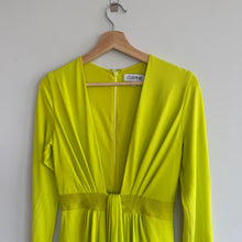 Load image into Gallery viewer, Cushnie Et Ochs Neon Deep V-Neck Midi Evening Dress Yellow 6