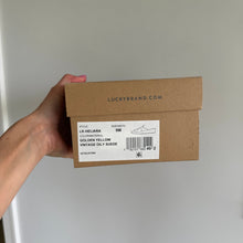 Load image into Gallery viewer, Lucky Brand LK-Heliara Sandals in Golden Yellow Vintage Oily Suede 9M NIB