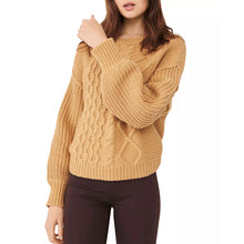 Load image into Gallery viewer, Free People Dream Cable-Knit Crew Neck Pullover Sweater Brown XS