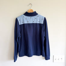Load image into Gallery viewer, Vineyard Vines Shep Shirt Gingham Whale Shoulder 1/4 Zip Sweatshirt Blue M