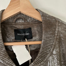 Load image into Gallery viewer, Dolce Cabo Soft Metallic Zip Up Bomber Army Jacket M