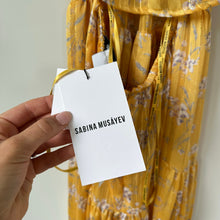 Load image into Gallery viewer, Sabina Musayev Donolita Sleeveless Floral Pleated Halter Maxi Dress Yellow M NWT