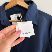 Load image into Gallery viewer, SIMKHAI Julip Tie-Waist Shirtdress-Style Gown Midnight Blue 2 NWT