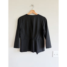 Load image into Gallery viewer, Theory Clarie Tailored Collarless Peplum Hidden Front Closure Jacket Black 10