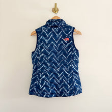 Load image into Gallery viewer, The North Face Flare Down Patterned Zip Up Mock Neck Puffer Vest Blue XS