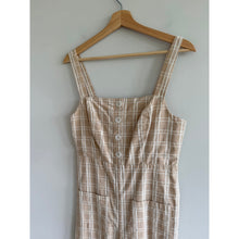 Load image into Gallery viewer, Emory Park Plaid Square Neck Wide Leg Sleeveless Jumpsuit Beige M