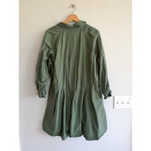 Load image into Gallery viewer, Free People Hannah Cotton Poplin 3/4 Sleeve Mini Shirt Dress Green L