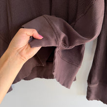 Load image into Gallery viewer, Offline by Aerie Oversized Scoop Neck Waffle Knit Pullover Sweatshirt Brown M