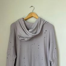 Load image into Gallery viewer, Lauren Moshi Lip Diamond Embellished Distressed Hoodie Sweatshirt Purple L