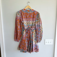 Load image into Gallery viewer, Mille Nan Floral Long Sleeve Cotton Wrap Dress Orange/Blue S