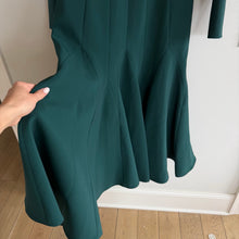 Load image into Gallery viewer, Carolina Herrera Crepe Pleated Midi Cocktail Dress Pine Green