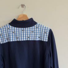 Load image into Gallery viewer, Vineyard Vines Shep Shirt Gingham Whale Shoulder 1/4 Zip Sweatshirt Blue M