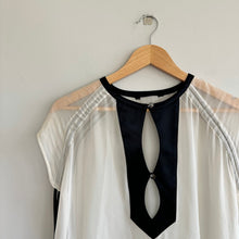 Load image into Gallery viewer, Mariya Sharapowa Silk Crystal Embellished Tie Sleeve Sheer Swim Coverup White