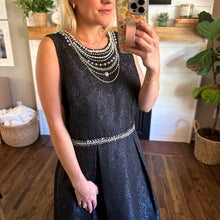 Load image into Gallery viewer, Alicia and Olivia Jewel Embellished Textured Pleated Gown Black