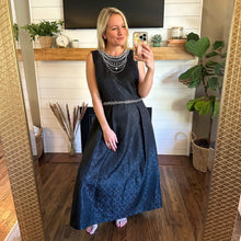 Load image into Gallery viewer, Alicia and Olivia Jewel Embellished Textured Pleated Gown Black