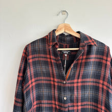 Load image into Gallery viewer, Johnny Was Artemis Velvet Embroidered Back Plaid Button Up Shirt Black Red S NWT