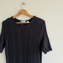 Load image into Gallery viewer, Hugo Boss Frizana Fitted Knit Jumper Short Sleeve Crewneck Dress Black M NWT