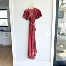 Load image into Gallery viewer, Baltic Born Andi Ribbed Velvet Short Sleeve Maxi Wrap Dress Dark Rose S
