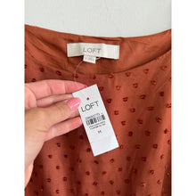 Load image into Gallery viewer, Loft Swiss Dot Cami Swing Scoop Neck Mini Dress Orange M NWT