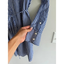 Load image into Gallery viewer, Rag & Bone Nadine Pinstripe Long Sleeve Mini Shirt Dress Blue L